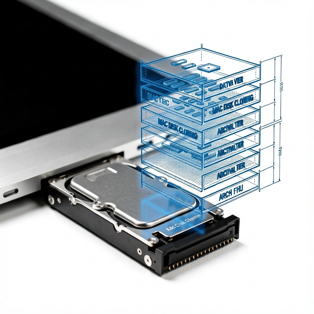 Technical schematic of a Mac backup environment